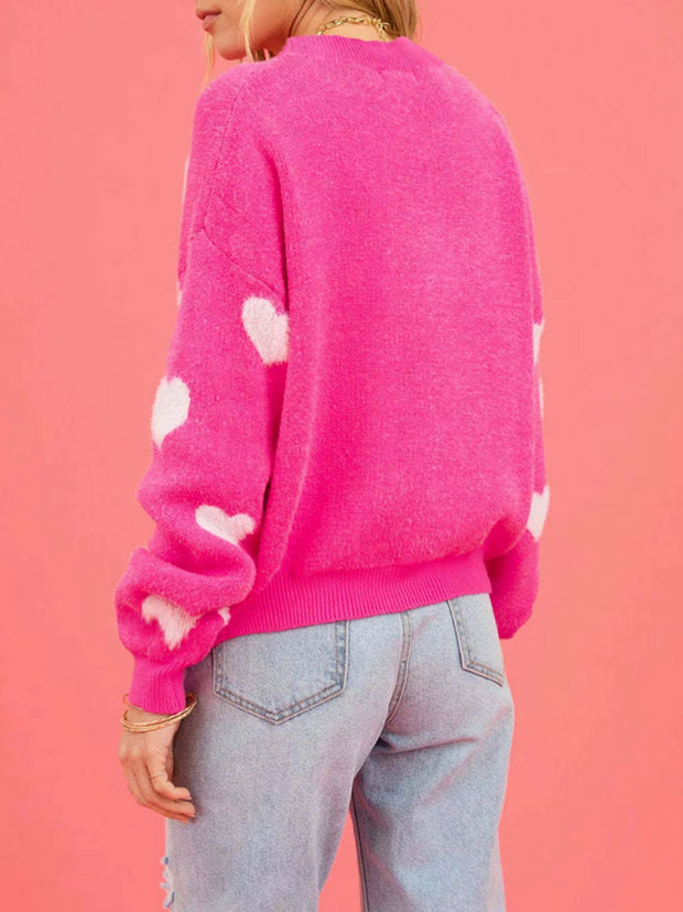 – Strickpullover mit Herz-Print