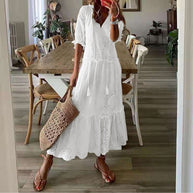 WW | Weiß Plus-Size Rüschenkleid