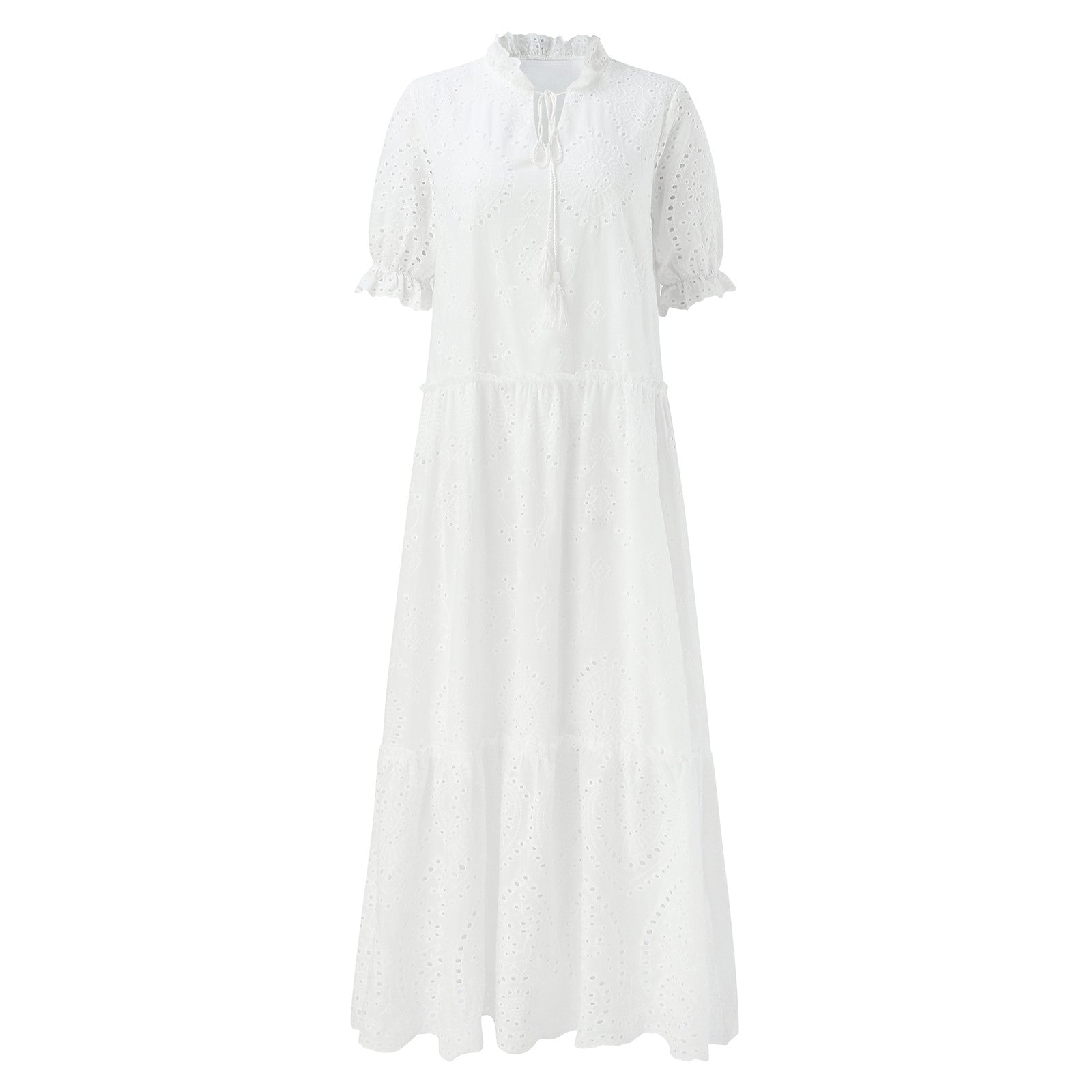 WW | Weiß Plus-Size Rüschenkleid