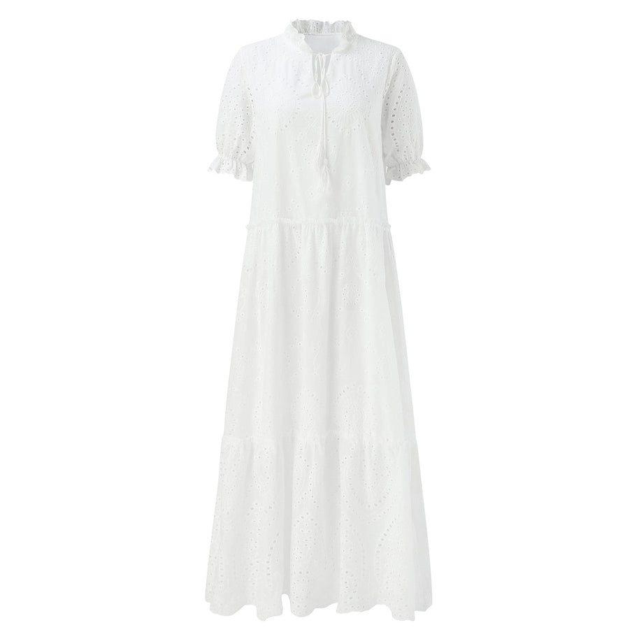 WW | Weiß Plus-Size Rüschenkleid