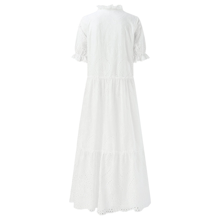 WW | Weiß Plus-Size Rüschenkleid