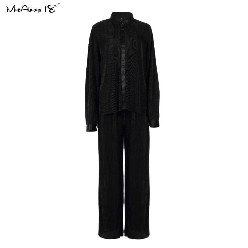 WW | Weite Beinform Plissierte Hose