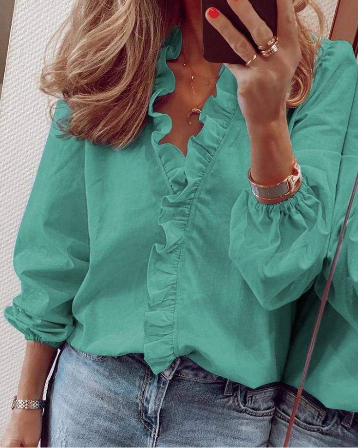 W&W | Bluse mit Rüschen und V-Ausschnitt