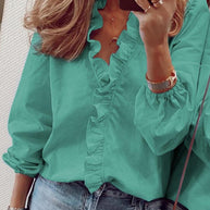 W&W | Bluse mit Rüschen und V-Ausschnitt
