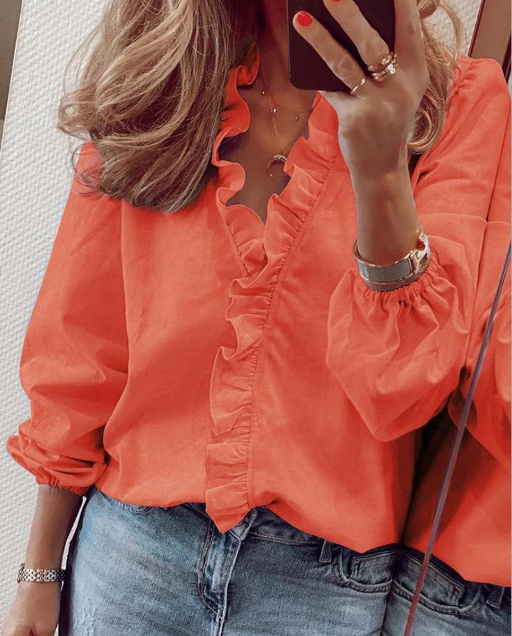 W&W | Bluse mit Rüschen und V-Ausschnitt