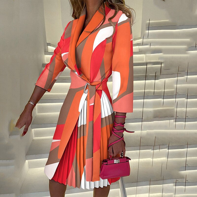 W&W Mode | Elegantes Blazer-Kleid mit Kragen und Gürtel für Damen