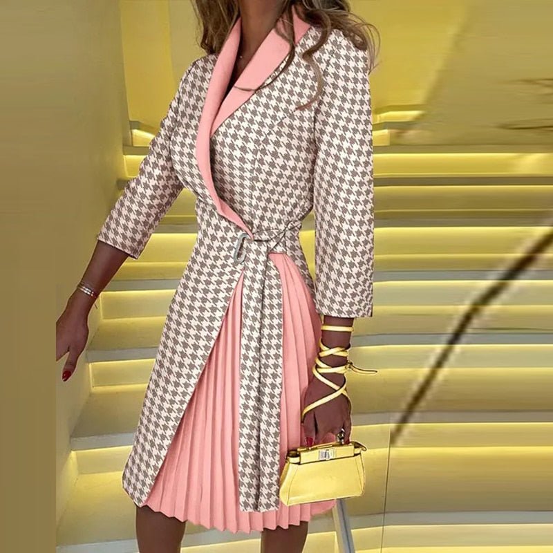 WW | Elegantes Blazer-Kleid mit Kragen und Gürtel für Damen