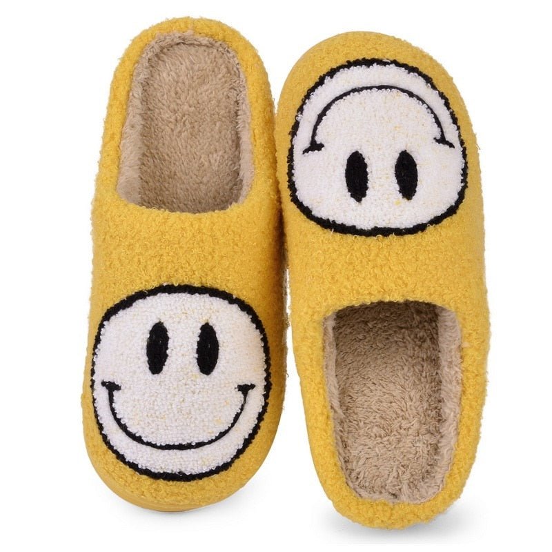 WW | mit Smiley - bequeme Damen Hausschuhe aus weichem Material
