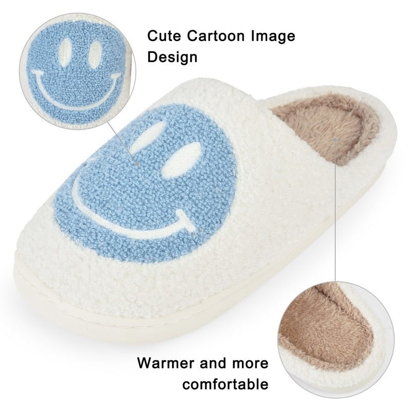 WW | mit Smiley - bequeme Damen Hausschuhe aus weichem Material