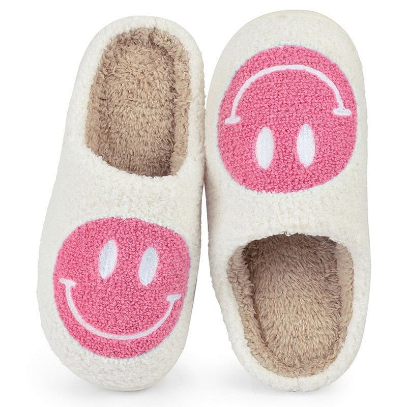WW | mit Smiley - bequeme Damen Hausschuhe aus weichem Material