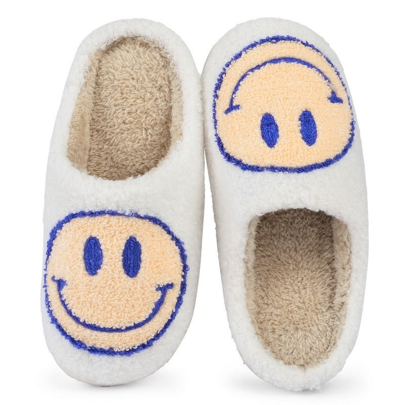 WW | mit Smiley - bequeme Damen Hausschuhe aus weichem Material