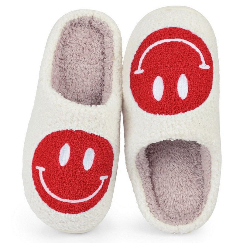 WW | mit Smiley - bequeme Damen Hausschuhe aus weichem Material