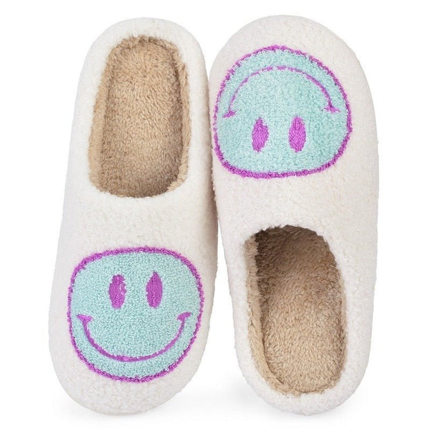 WW | mit Smiley - bequeme Damen Hausschuhe aus weichem Material