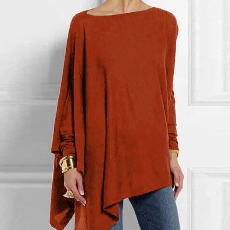 W&W Mode | Bequem Herbst O-Ausschnitt Langarm Top für Frauen
