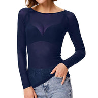 WW | Transparente Mesh Langarm Top Für Damen