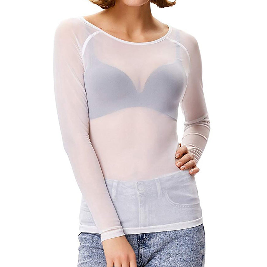 WW | Transparente Mesh Langarm Top Für Damen