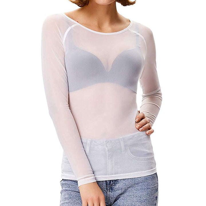 W&W Mode | Transparentes Mesh Top Mit Langen Ärmeln Für Damen