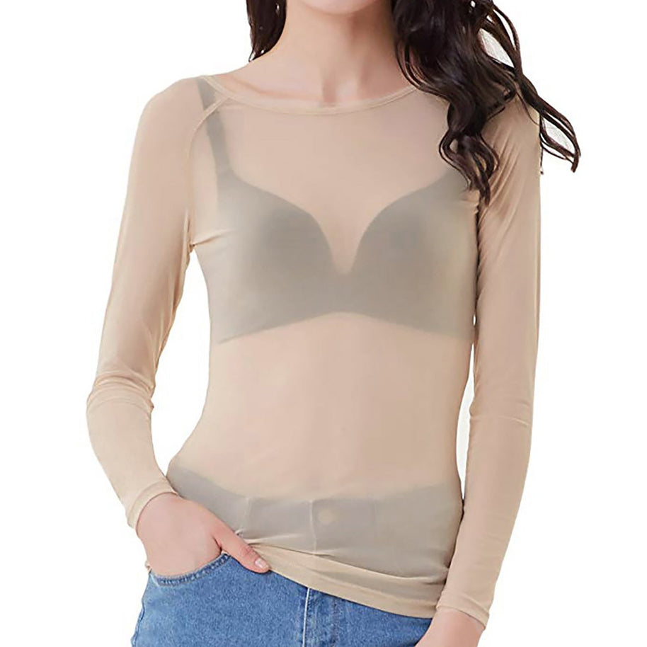 WW | Transparente Mesh Langarm Top Für Damen