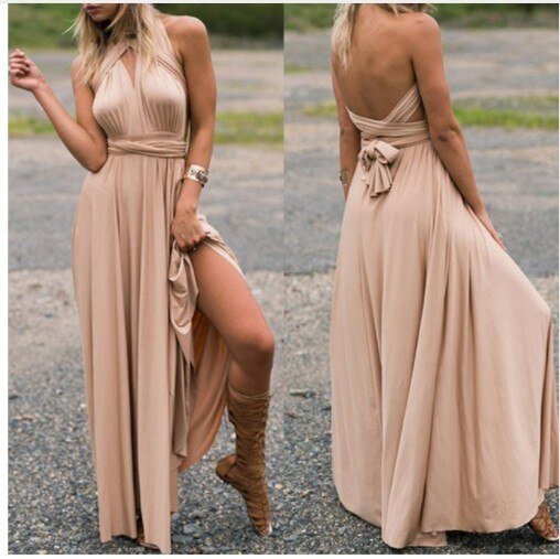 W&W Mode | Elegantes Halter-Maxikleid ohne Rücken für Frauen