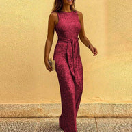 WW | Einfarbiger Jumpsuit mit Pailletten