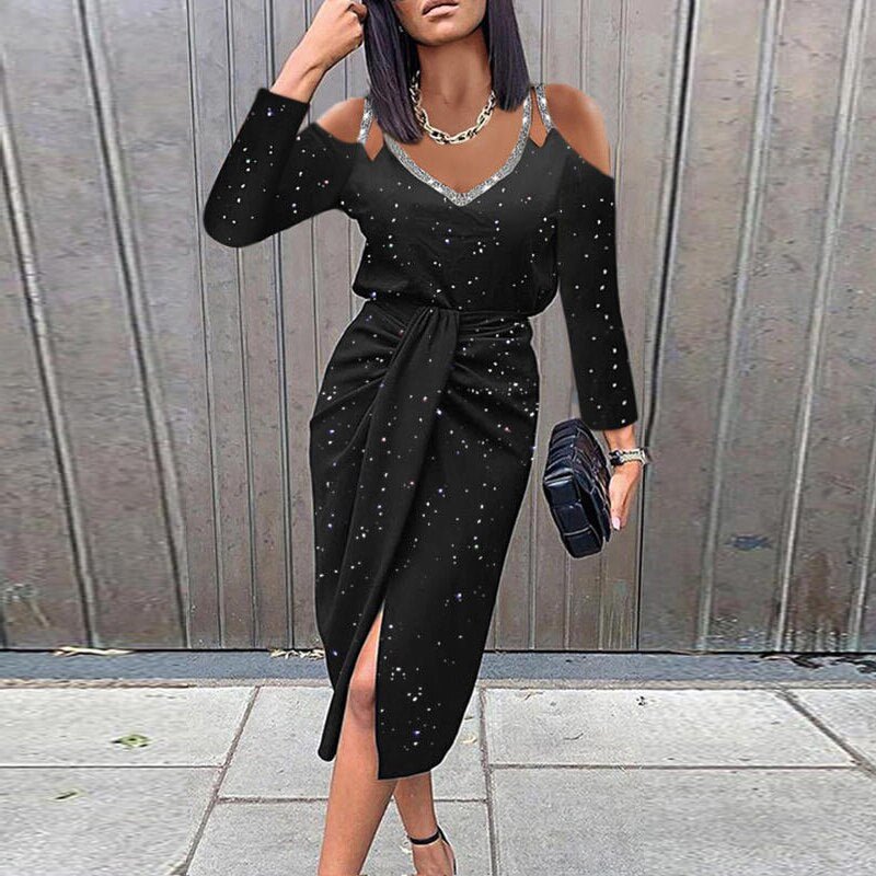 W&W Mode Midi-Kleid | Frühlings-Blumendruck mit Aussparungen und langen Ärmeln für Damen