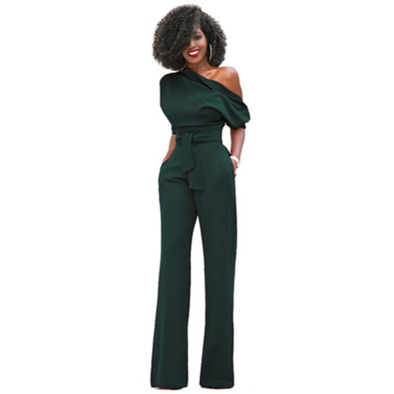 WW | Schulterloser, Eleganter Jumpsuit Mit Gürtel Für Damen