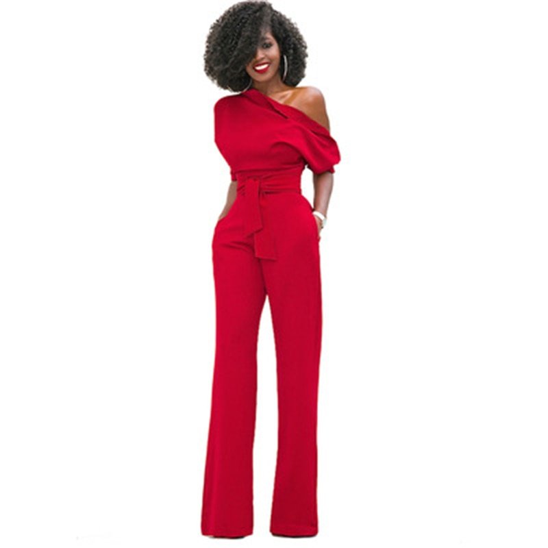 WW | Schulterloser, Eleganter Jumpsuit Mit Gürtel Für Damen