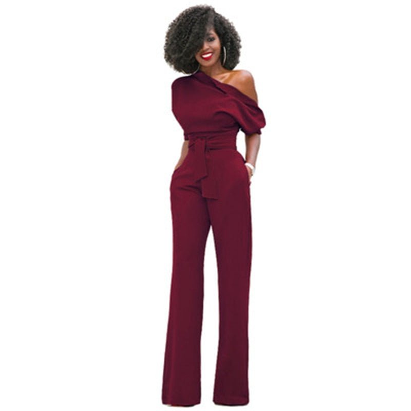 WW | Schulterloser, Eleganter Jumpsuit Mit Gürtel Für Damen