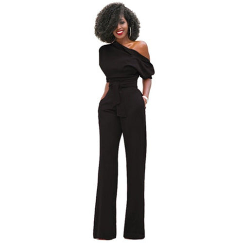 WW | Schulterloser, Eleganter Jumpsuit Mit Gürtel Für Damen