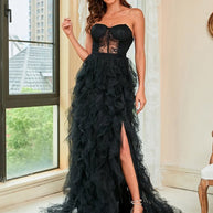 WW | Damen Frühling Sommer Neue Große Größe Spitzen-Mesh-Röhrenoberteil Sexy Kleid