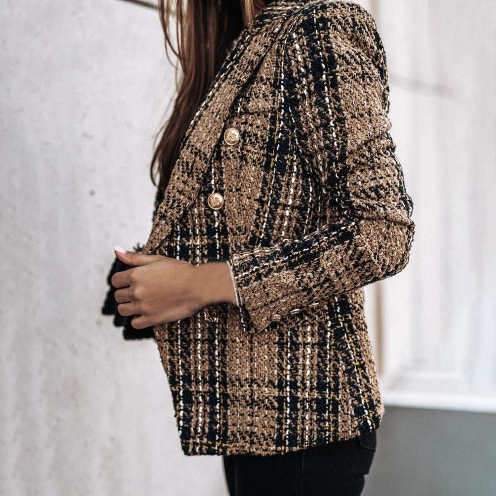 WW - Karierter modischer Blazer mit seitlichen Taschen