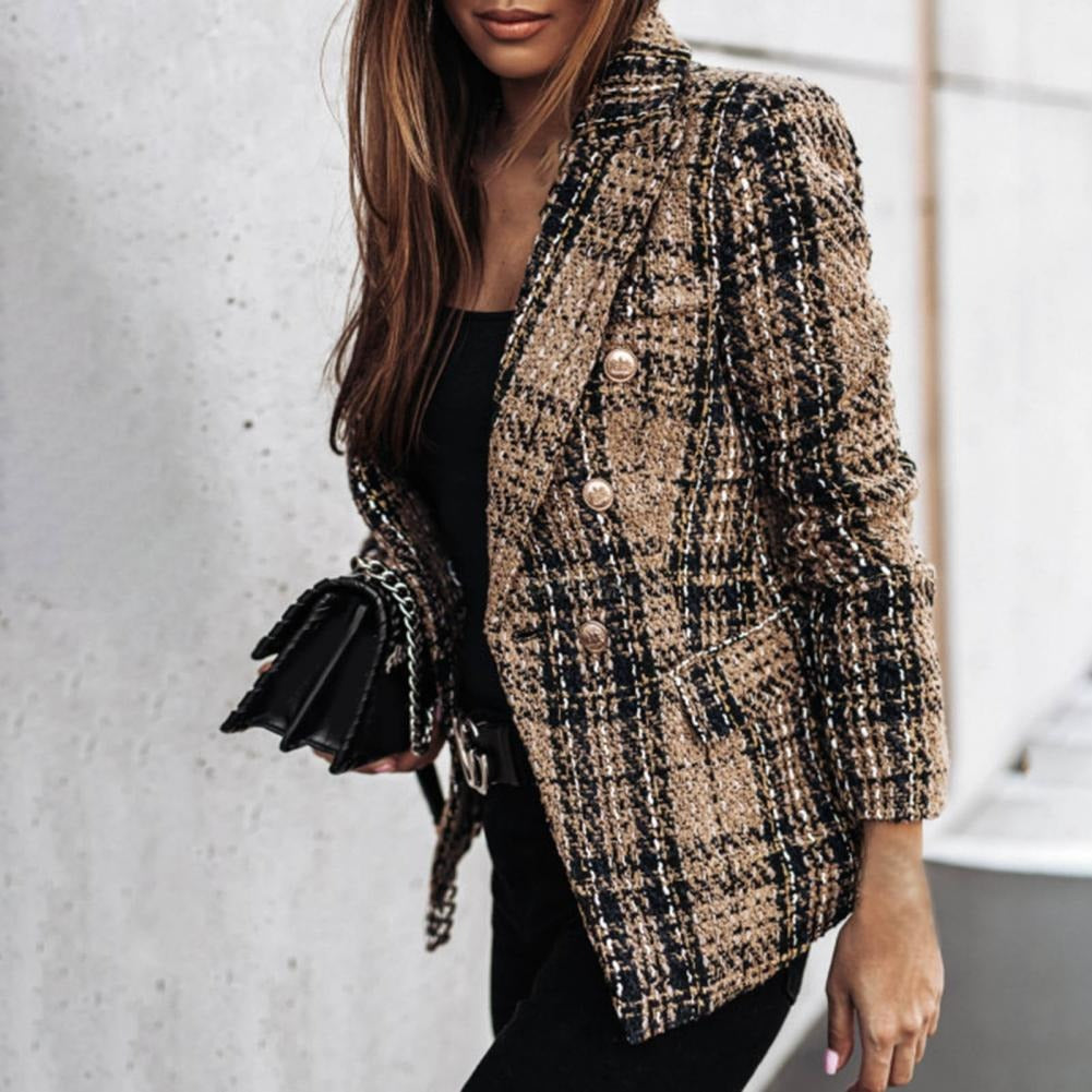 WW - Karierter modischer Blazer mit seitlichen Taschen