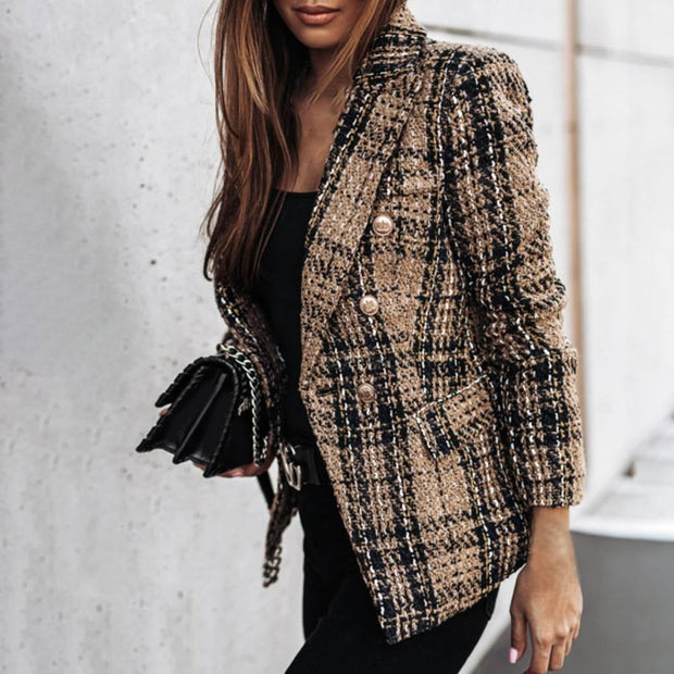 WW - Karierter modischer Blazer mit seitlichen Taschen