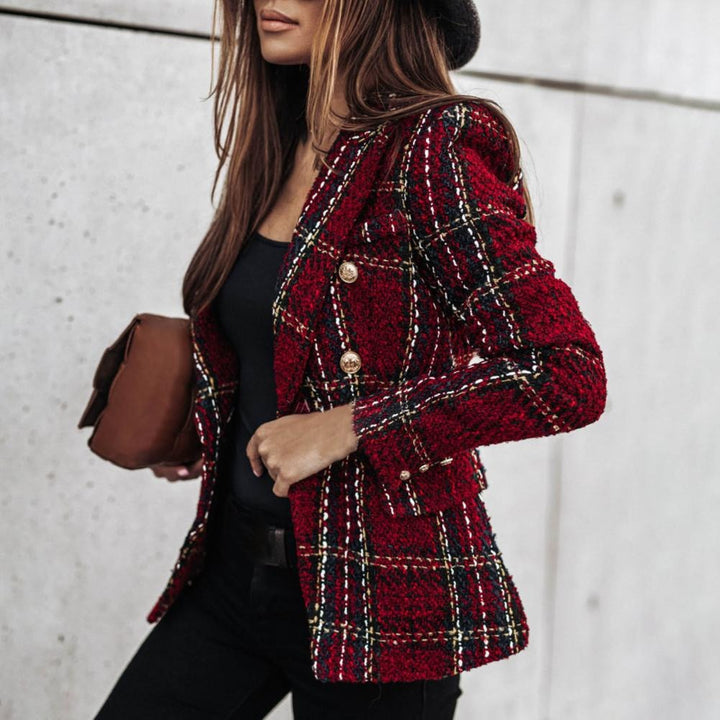W&W Mode - Karierter modischer Blazer mit seitlichen Taschen