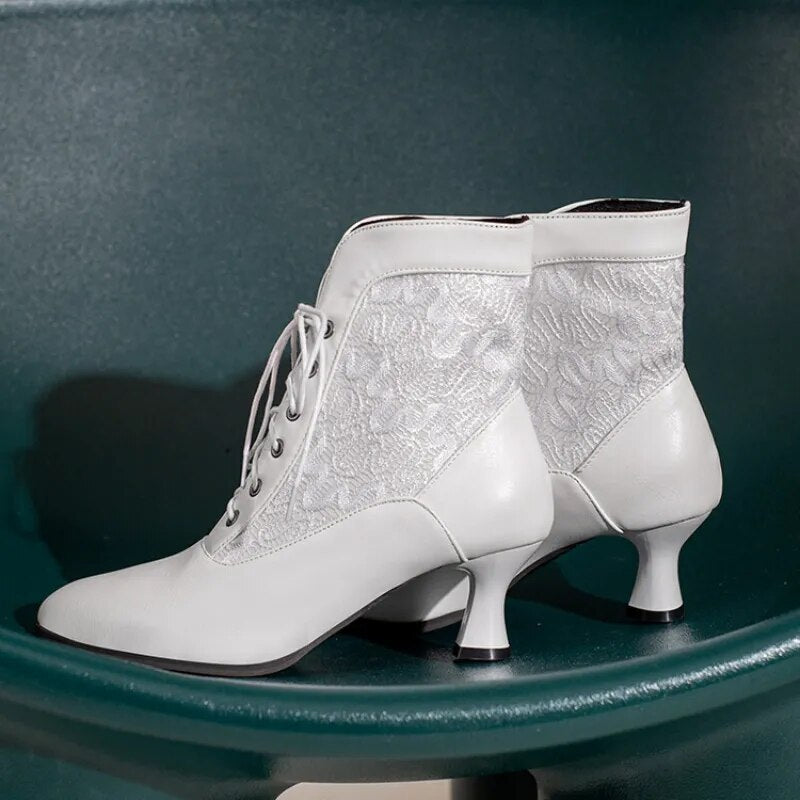 W&W Mode | Damen Stiefeletten Leder Schnürschuhe Moderne Schuhe