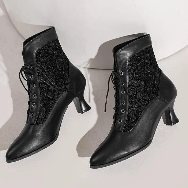 W&W Mode | Damen Stiefeletten Leder Schnürschuhe Moderne Schuhe