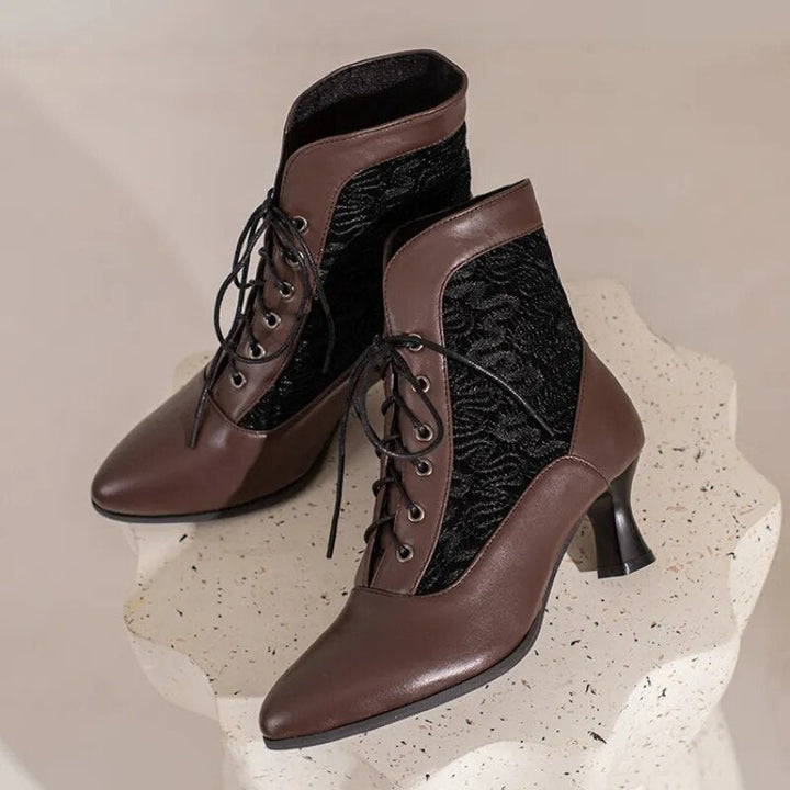W&W Mode | Damen Stiefeletten Leder Schnürschuhe Moderne Schuhe