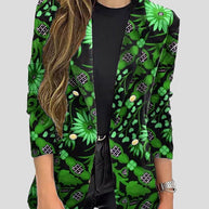 WW | Bedruckte Blazer mit Revers und Langen Ärmeln