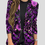 WW | Bedruckte Blazer mit Revers und Langen Ärmeln