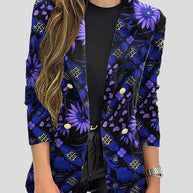 WW | Bedruckte Blazer mit Revers und Langen Ärmeln