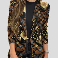 WW | Bedruckte Blazer mit Revers und Langen Ärmeln