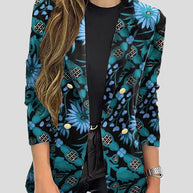 WW | Bedruckte Blazer mit Revers und Langen Ärmeln