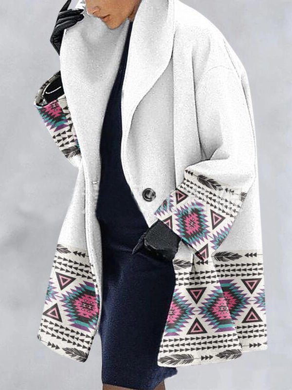 WW | Frauen Strickpullover Ethno Stil Gedruckt Schwere Wolle Strickpullover