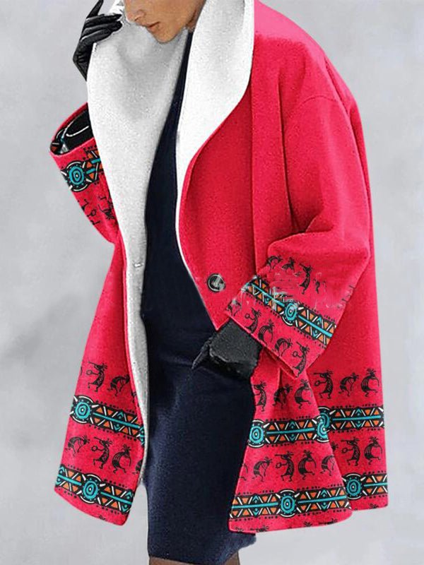 WW | Frauen Strickpullover Ethno Stil Gedruckt Schwere Wolle Strickpullover
