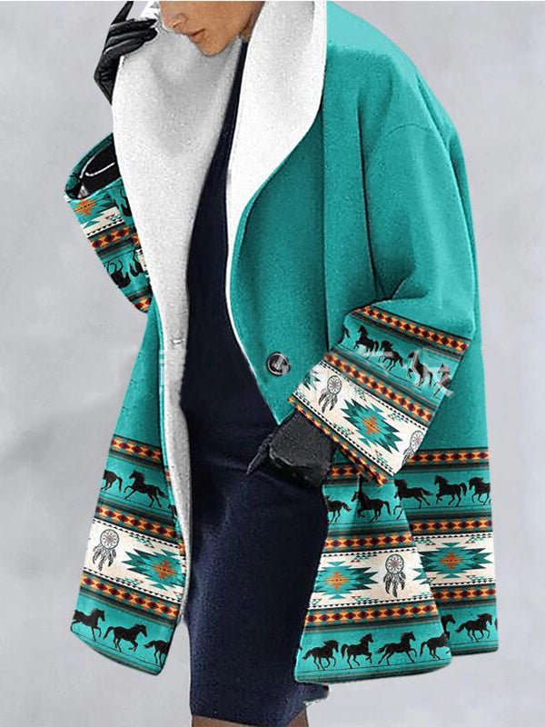 WW | Frauen Strickpullover Ethno Stil Gedruckt Schwere Wolle Strickpullover