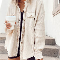 Waffelknopf-Langarmhemdjacke