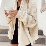 Waffelknopf-Langarmhemdjacke