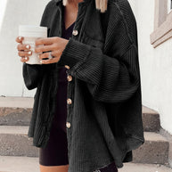 Waffelknopf-Langarmhemdjacke