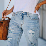 WW | Damen Denim Shorts Lässig Ripped Abgenutzt Denim Shorts