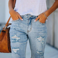 WW | Damen Denim Shorts Lässig Ripped Abgenutzt Denim Shorts